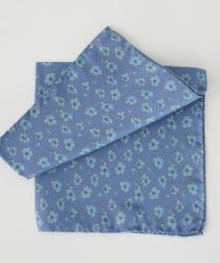 PAÑUELO SEDA FLORES AZULES