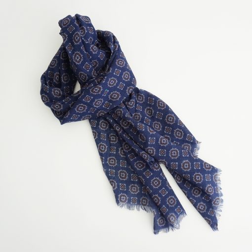 FOULARD LANA DIBUJO GERMÉTRICO AZUL
