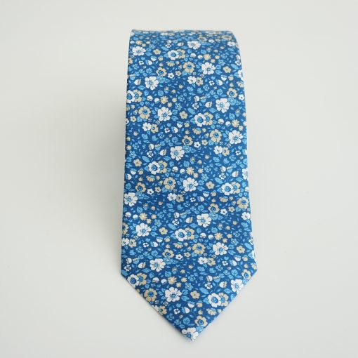 CORBATA SEDA FLORES AZULES