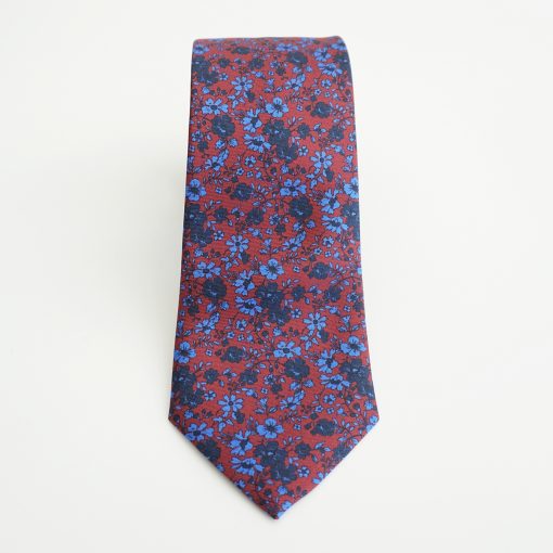 CORBATA SEDA FLORES BURDEOS