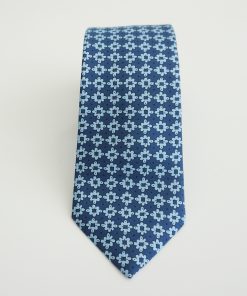 CORBATA SEDA DIBUJO GEOMÉTRICO AZUL / CELESTE