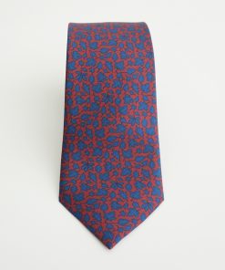 CORBATA SEDA BURDEOS HOJAS AZULES
