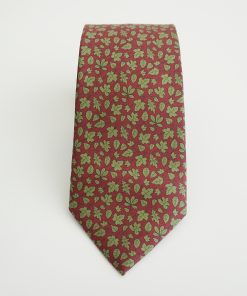 CORBATA SEDA BURDEOS HOJAS  VERDES